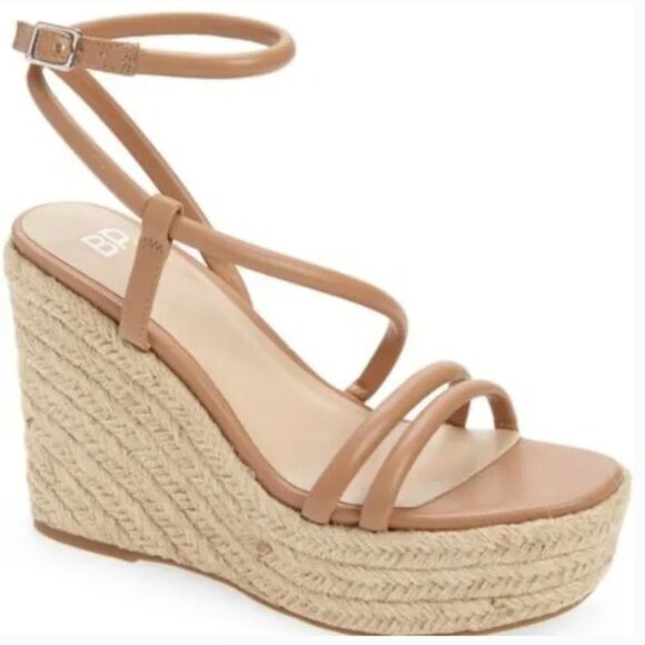 BP Cohan Espadrille‎ Platform Wedge Strappy Tan Sandal 11 - Picture 1 of 8